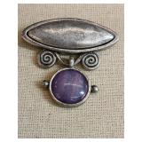 Pewter Pendant with Amethyst Stone