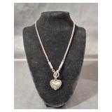 Rolled Chain Heart Pendant Necklace