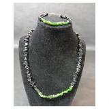 Diopside and Onyx Necklace and Bracelet=