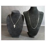 Two Signed Silver Tone Chain Necklaces