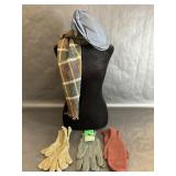 Plaid Wool Scarf, Knit Winter Gloves & Mittens