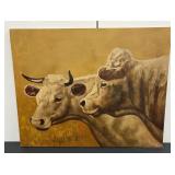 Hand Painted Wood Cattle Hanging Art