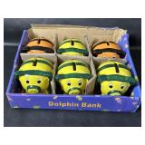 Six Mini Ceremic Piggy Banks