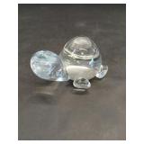 Hand Blown Clear Glass Turtle Paperweight