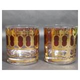 Set of Two Vintage Culver Low Ball Rocks Glasses