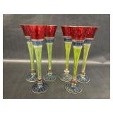 Pier 1 Handpainted Hollow Fluted Champagne Glasses