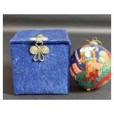 "Le Bien" Santa Ornament in Blue Pier1 Storage Box