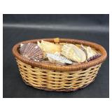 Mixed Sea Shells And Oval Woven Basket