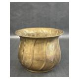 Vintage Brass Hued Metal Swirled Flower Pot