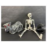 Halloween Pose-able Skeleton, Evil Rat, Cat