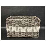 Grey and White Wicker Basket with Handles