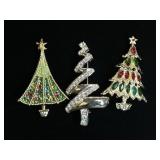 3pc Christmas Tree Brooches, Monet, BJ Beatrix