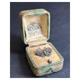 Antique Silver Filigree Butterfly Brooch in Box