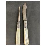 Vintage Mother of Pearl Handled Nut Pick & Knife