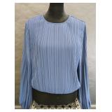 Pinch Blue Pleated Long Sleeve Shirt Size M