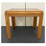 Glass Top Wood Side Table