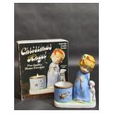 Bisque Porcelain Christmas Angel Candle Holder