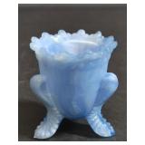 Vintage Blue Glass Footed Toothpick Holder