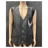 Navarre Leather Co Black Biker Vest Eagle