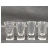 Vintage Clear Glass Etched Shot Glasses