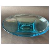 Hazel Atlas Colonial Aqua Glass Candy Dish