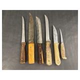 Assortment of Knives with Wooden Handles