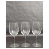 Set of Three Clear Wine Glasses