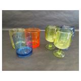 Six Piece Multicolored Plastic Cups & Wine Goblets