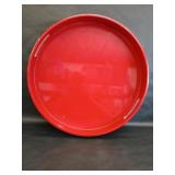 Large Round Red Serving Tray With Handles