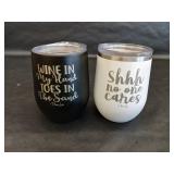 2 Polar Camel Wine Tumbler Cups w Piper Lou Quotes