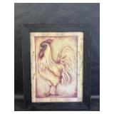 Rustic Chicken Art in Frame