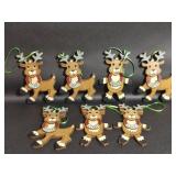 Seven Wood Reindeer Ornaments