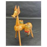 Hand Painted Wooden Donkey/Burro w/ Baskets