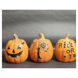 Three Cast Material Halloween Pumpkins