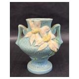 Roseville Pottery Vase Blue White Clematis