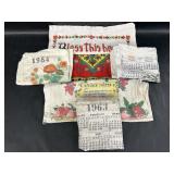 6pc Vintage Assorted Calendar Dish Towels