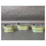 3 Green Metal Small Nesting Baskets