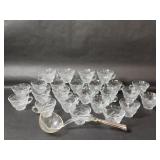 Set of 24 Indiana Glass Pebble Leaf Cups, Ladle