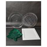 Four Plastic Serving Trays, Christmas Tree, Round