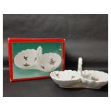 Holly Two Part Divided Ceramic Snack Tray