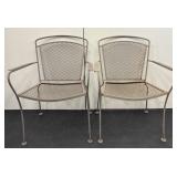 Two Gray Metal Outdoor Patio Chairs