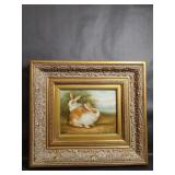 Rabbit Art in Ornate Gold Toned Frame