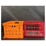 2pc Orange and Red Handled Crates