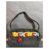 S&S Bags Embroidered Black Purse with Pom Pom