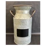 Galvanized Metal Milk Bucket Vase Chalkboard Sign