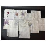 Twelve Vintage Embroidered and Lace Handkerchiefs