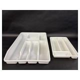 Two White Rubbermaid Utensil Organizers