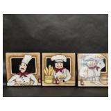 3 Home Interiors Ceramic Wall Hanging Chef Tiles