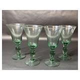 Four Domaine Green Wine Goblets