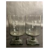 2 P Monogrammed Smoky Gray Cordial Glasses